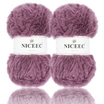 NICEEC 2 Skeins Super Soft Fur Yarn Chunky Fluffy Faux Fur Yarn Eyelash Yarn for Crochet Knit-Total Length 2×32m(2×35yds,50g×2)-Pale Pinkish Purple