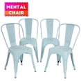 thumbnail image 5 of FDW | Set of 4 Metal Dining Chairs | Blue | Stackable Tolix Side Chairs with Backrest | Scratch-Resistant | Non-Slip Feet | Indoor/Outdoor Use | 330 lbs Capacity | Ideal for Kitchen & Restaurant, 5 of 8