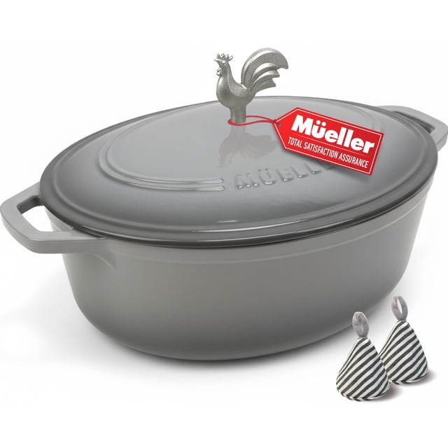 Horno holandés MUELLER HOME de hierro fundido esmaltado de 5.2 L, gris