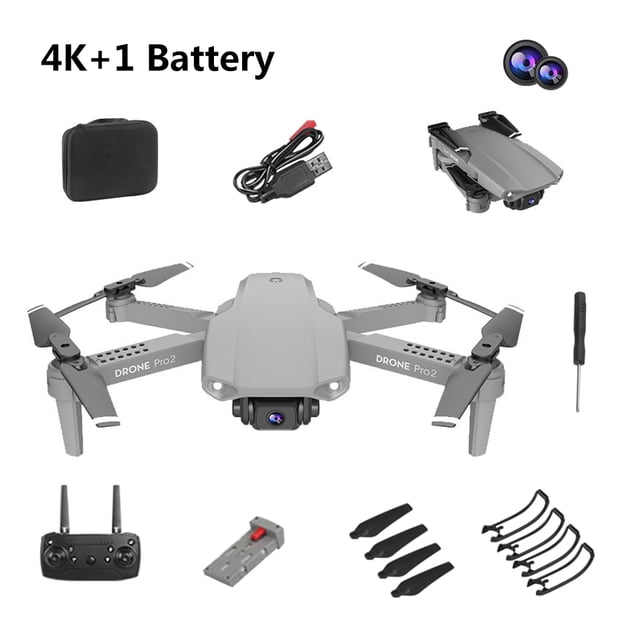 Drone eléctrico 2.4G Drone de control remoto Recargable Quadcopter Flying Toy, Gris, 4K, Lente dual sidaley EL001752-08B