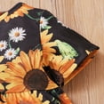 thumbnail image 6 of 3T Toddler Baby Girls Outfits Sunflower Print Short Sleeve Round Neck Top+Ripped jeans Pants 2PCS Clothes Set 3-4T,Black, 6 of 7