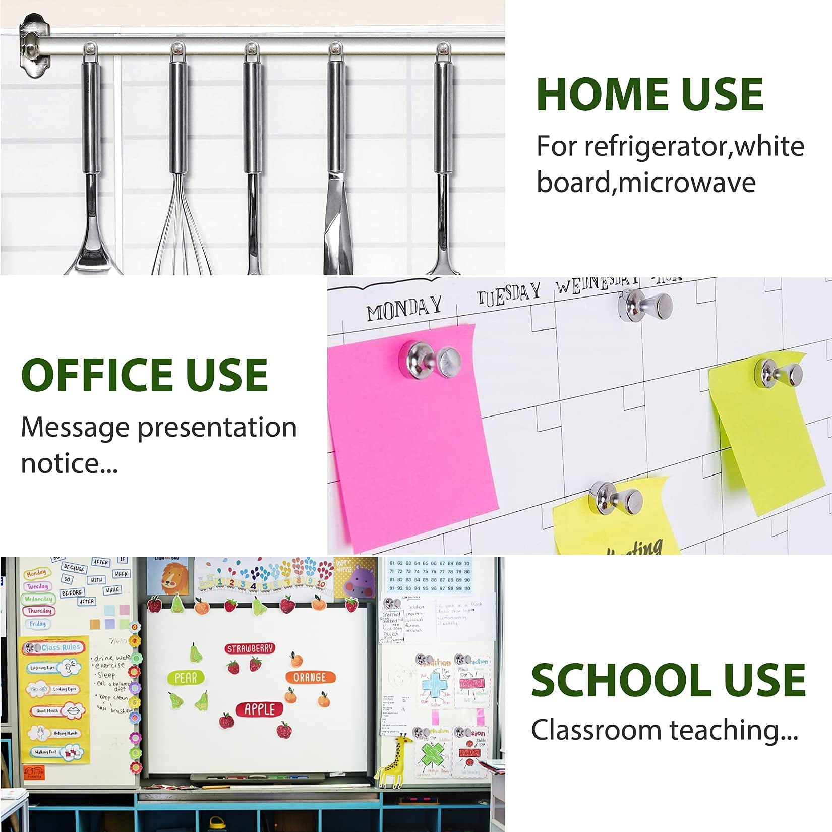 VNDUEEY 60 Pack Fridge Magnet Refrigerator Magnets, Whiteboard Magnets, Magnets Fridge, Small Strong Magnets for Kitchen, Office, School, Metal Decorative