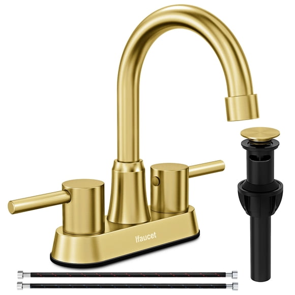 Juego de centro Faucet Ifaucet Gold Brushed de 2 manijas, 4 pulgadas