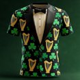 thumbnail image 2 of IWRICH Men's Holiday Tuxedo Printed Plus Size T-Shirts Graphic Short Sleeve Novelty Party Tops 09-Green XL, 2 of 4
