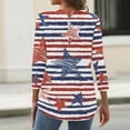 thumbnail image 6 of Women's Patriotic Star Print 250th Anniversary USA Shirt V-Neck Button 3/4 Sleeve T-Shirt, 6 of 6