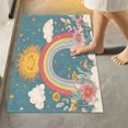 thumbnail image 2 of Yayeee Bath Rug for Bathroom Floor Non Slip Contour Fluffy Soft Absorbent Mat, 20"x24", Blue Rainbow, 2 of 7