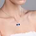 thumbnail image 2 of Gem Stone King 925 Sterling Silver Sky Blue Aquamarine and Blue Created Sapphire 4 Heart Shape Gemstone March Birthstone Pendant Necklace for Women (3.06 Cttw, 6MM Heart, with 18 inch Silver Chain), 2 of 4