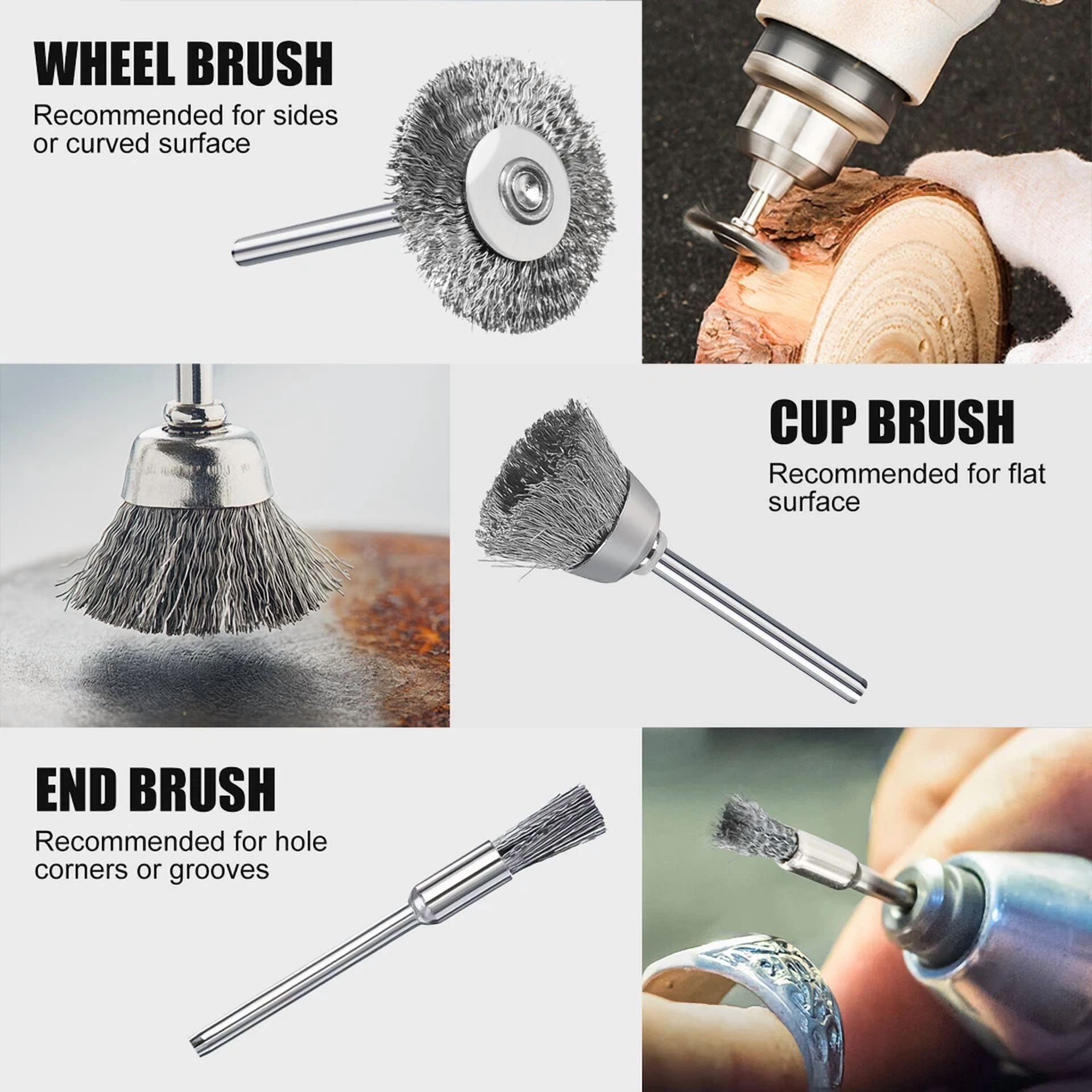 FLINT - 45X Wire Wheel Cup Pen Brush Mix Set For Dremel Rotary Tool Accessories Grinder