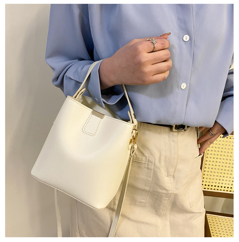 Leather Bucket Crossbody Bag for Women Medium Hobo Purse Handbag Fashion Ladies Top Handle Tote Shoulder Bag