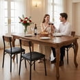 thumbnail image 4 of Hijob Dining Chair Set of 4, PU Leather Dining Room Chairs, Rustic Kitchen Armless Side Chair with Iron Legs, Black&Brown, 4 of 8