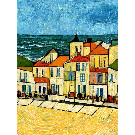 Spain Costa Brava Seaside Van Gogh Style Modern Unframed Wall Art Print Poster Home Decor
