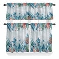 thumbnail image 2 of Kitchen Window Curtains Valance and Tier Set, Blue Ocean Gradient Seaweed Rod Pocket Tier Curtain Valance Set, Summer Nautical Starfish Coral Light Filtering Cafe Curtains for Bedroom Living Room, 2 of 9