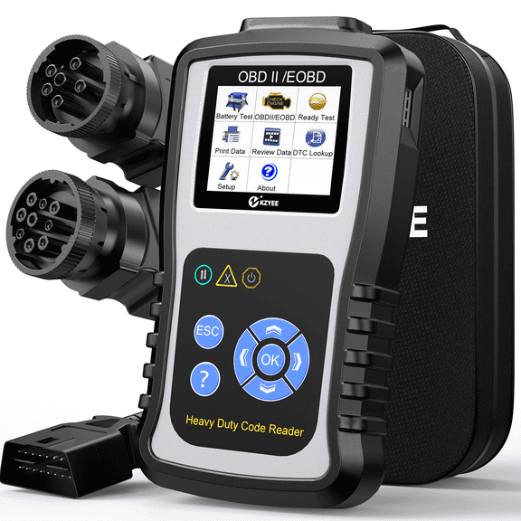 KZYEE KC601 Heavy Duty Diesel Truck Scanner, Full System Diagnostic Code Reader with DPF Regen, Engine ABS Transmission, Compatible with Freightliner Cummins Paccar International Mack