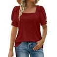 thumbnail image 2 of Xuyuer Womens Tops Summer Short Sleeve Shirts Square Neck Spring Outfits 2026 Fashion Solid Color Clothing Blouses, 2 of 8