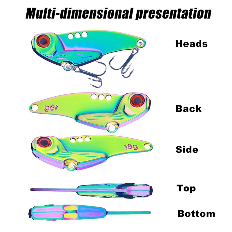 HENGJIA 6 Pack Blade Baits for Bass Fishing Lures Hard Metal VIB Fishing Spoons Lipless Crankbait Swimbaits for Trout Walleye Crappie Saltwater Blade Bait Fishing Lure