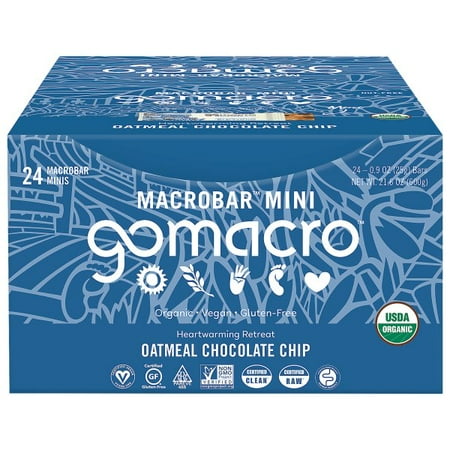 GoMacro MacroBar Mini Organic Vegan Snack Bars - Oatmeal Chocolate Chip (0.90 Ounce Bars, 24 Count) (B07VB5QLGV)