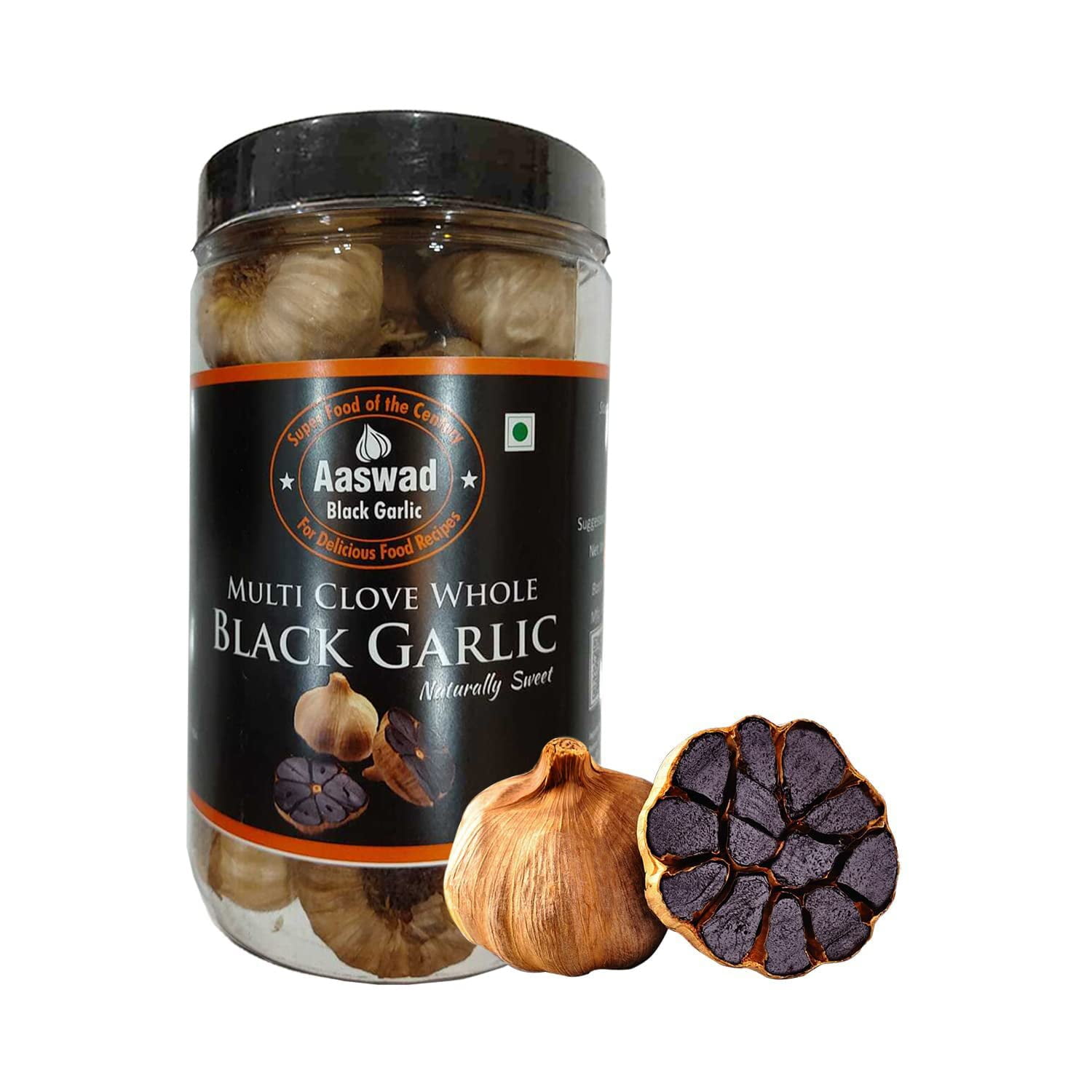Multi Clove Black Garlic 250 Grams / 8.8 OZ Unpeeled, by Aaswad Impex