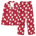 thumbnail image 5 of Christmas Pajamas for Women Set Cute Bow&Snowflake Print Pjs 2-Piece Button Down Long Sleeve Shirts with Long Pants Soft Stretchy Loungewear Two Piece Sleepwear Comfy Homewear with Pockets, 5 of 5