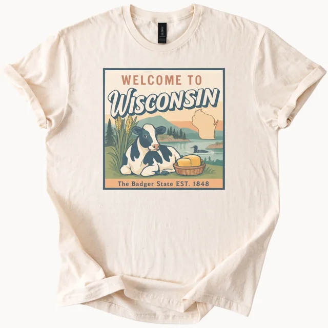 Wisconsin Cow And Cheese Badger State Welcome Graphic Shirt Est 1848 Unisex S-5XL