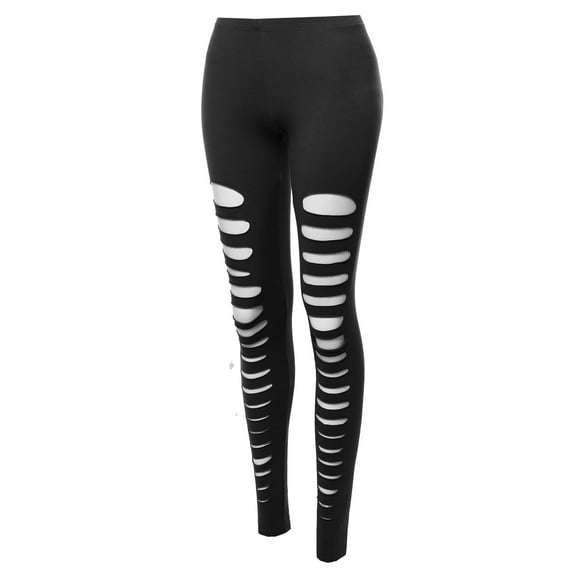FashionOutfit Women's Solid Sexy Front Cut-Out Leggings