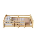thumbnail image 2 of Euroco Wood Full Size Platform Bed, Montessori Floor Bed with Safety Guardrails, Natural, 2 of 13