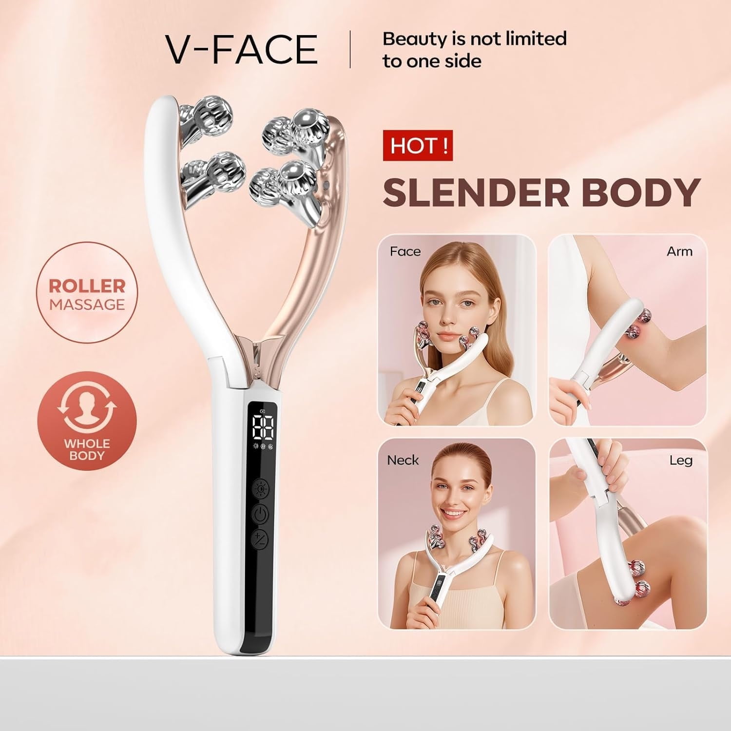 Wiher Face Roller Device,Electric Face Lifting Device with Vibration Massage,3-level RF Radio Frequency 9-level Microcurrent and Two Light Therapy,Reduce Swelling Tightening Skin for Home,Travel Use