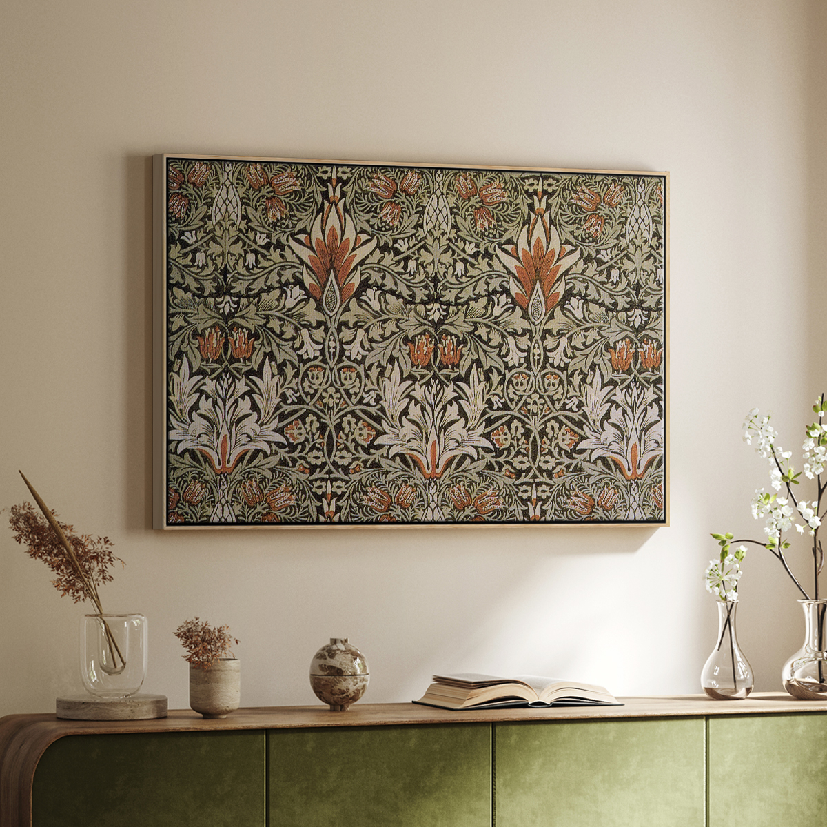 Vintage Abstract Print-LVI Framed in Natural Wood Wood Gallery Wrapped Canvas 17 in. x 25 in.