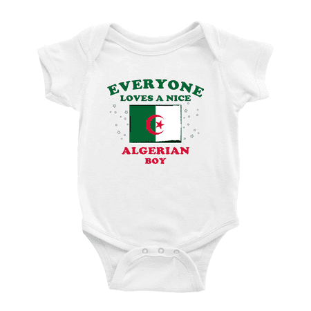 

Everyone Loves a Nice Algerian Boy Cute Baby Jumpsuits (White 6-12 Months)