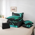 thumbnail image 6 of Manfei Geometric Lines 7 Pieces Bedding Comforter Set for Children Teens,Spiral Swirl Stripes Full Bedding Set Lightweight,Black Teal Fitted Sheet Flat Sheet,Breathable Home Decor,Reversible, 6 of 8