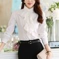 thumbnail image 3 of Gyexs Chiffon Blouses for Women Long Sleeve Button Down Shirts Formal Dressy Business Casual Tops White, Size M, 3 of 3