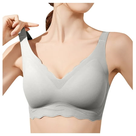Zshosam Women s Seamless Bra Wavy Wireless Full Coverage Padded Smoothing No Underwire Comfort V Neck Bralettes(Beige M)