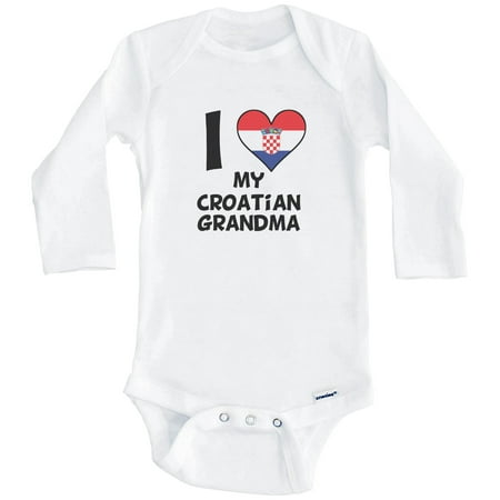 

I Heart My Croatian Grandma Croatia Flag One Piece Baby Bodysuit (Long Sleeve) 0-3 Months White