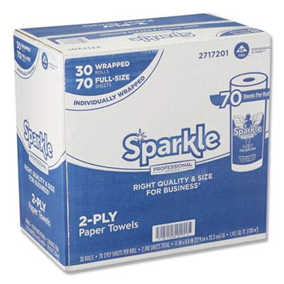 Sparkle Professional Series 2-Ply Perforated Kitchen Paper Towel Rolls by GP PRO (Georgia-Pacific), 2717201, 70 Sheets Per Roll, 30 Rolls Per Case