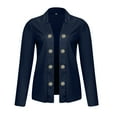 thumbnail image 5 of TFEOQRY Women's Fashion Cardigan Jacket Solid Color Casual Button Long Sleeved Coat Tops Navy, 5 of 5