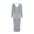 thumbnail image 2 of Women's Knit Sweater V Neck Wrap Knit Dresses Batwing Sleeve Sweater Dresses Short Maxi Dresses for Women Stylish Dresses for Women Maxi Dresses for Women Casual Summer Business Casual Dress Dresses, 2 of 8