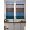 thumbnail image 2 of Blue Brown Grey Curtains 45 Inch Length, Sheer Curtains for Bedroom Living Room Window Vintage Stripe Farmhouse Wood Grain Rod Pocket Voile Drapes Kitchen Curtains Small Half Window 52"x45" 2 Panels, 2 of 7