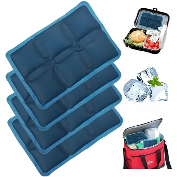 Topboutique Reusable Ice Pack 4 Pack Flexible Ice Sheets Cooler for Lunch Box and Cooler Bag Long-Lasting Cold Packs Freezer Packs for Shipping Food Ice Mat Packs Cooling Packs for Mailing