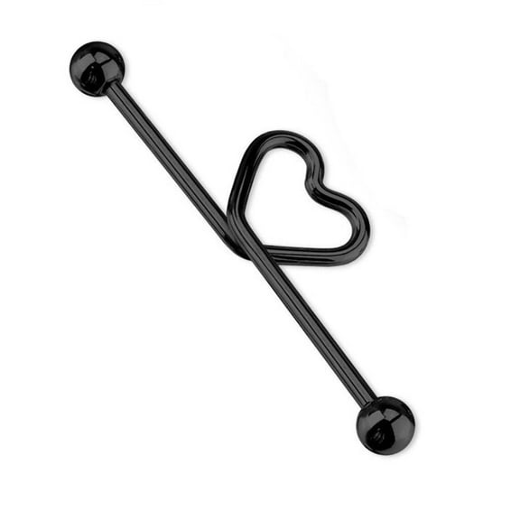 Surgical Steel Industrial Barbell 14 Gauge 1-1/2" (38 MM)  Bent Heart