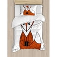 thumbnail image 3 of Fox Duvet Cover Set Queen Size, Cartoon Young Fox Character with Spiral Patterns Cute Friendly Charming, Decorative 3 Piece Bedding Set with 2 Pillow Shams, Dark Orange Black White, by Ambesonne, 3 of 3