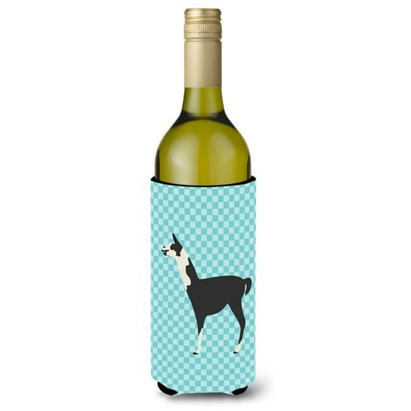 Llama Q Ara Blue Check Wine Bottle Beverge Insulator Hugger