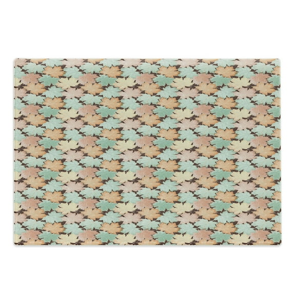 Autumn Cutting Board, Grunge Style Big Seasonal Leaf Silhouettes Scattered, Decorative Tempered Glass Cutting and Serving Board, in 3 Sizes, by Ambesonne