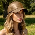 thumbnail image 4 of Adjustable Leather Peaked Cap, Unisex Classic Baseball Cap, Solid Color Outdoor Sun Shade Hat, Durable Wear Resistant Headwear for Outing Shopping Outdoor Activity Retro Fashion Casual Cap,Khaki, 4 of 9