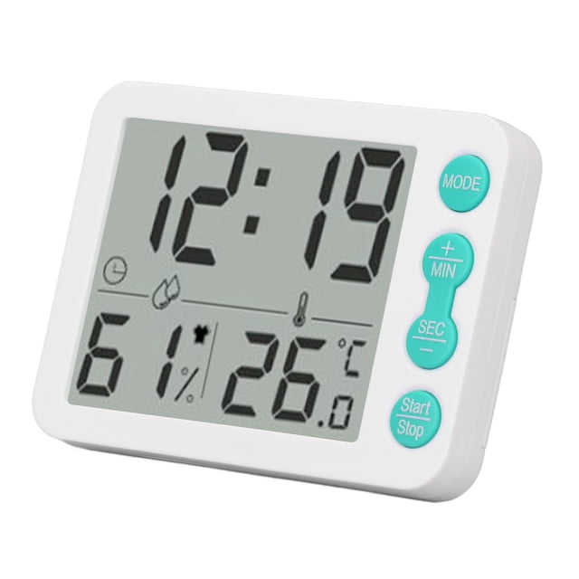 Medidor Digital De Temperatura Y Humedad, Indicador De Temperatura Configuración De Tiempo Pantalla HD Grande Para Habitaciones De Bebés