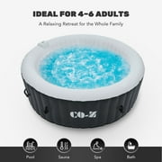 CO-Z 4-6 Person 7ft Inflatable Hot Tub Pool with Massage Jets and All Accessories Black