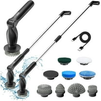 Leebein Electric Spin Scrubber, Power Cleaning Scrub with 8 Replaceable Brush Heads, Shower Cleaning Brush for Bathroom,Floor Tile,Car,Black