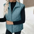 thumbnail image 6 of Hueook Fall Jacket Womens Ladies Winter Vests Sleeveless Fleece Jacket Zip Up Stand Collar Long Warm Drawstring Coat with Pockets Outerwear Light Blue L, 6 of 8