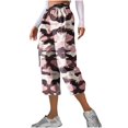 thumbnail image 2 of Stephy Women's Casual Camouflage Print Cargo Pants Stretch Elastic Waist Tapered Pants with Pockets, Pink, L, 2 of 7