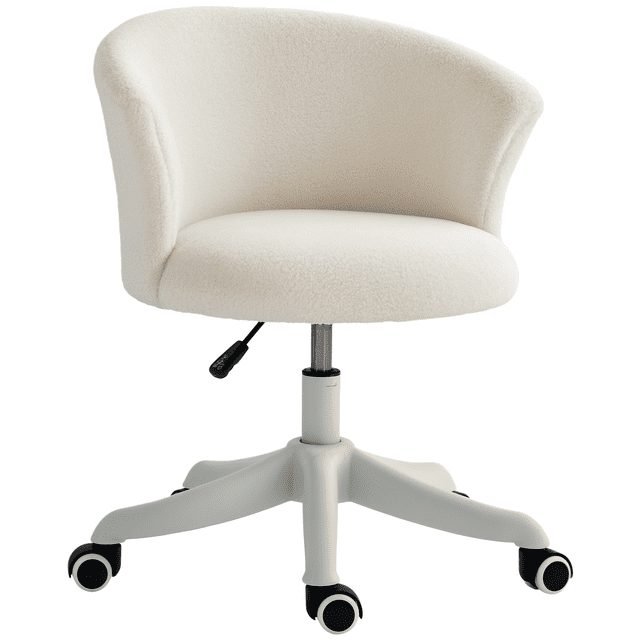 Vinsetto Chaise de Bureau Duveteuse à Hauteur Réglable, Sans Accoudoirs, Blanche