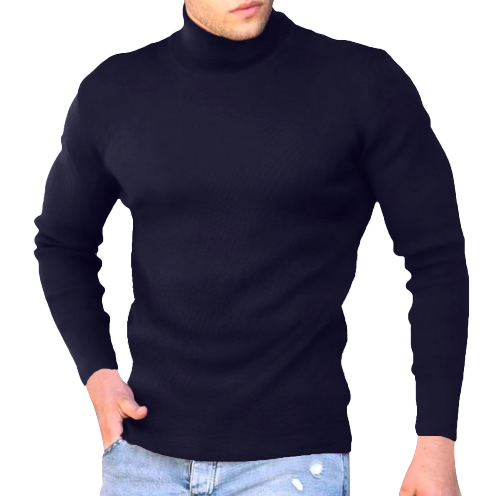 SSDXY Shirt for Men Turtleneck Solid Short Sleeve Tops
