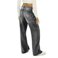 thumbnail image 4 of DBAIXID Women Jeans Petite Straight Leg Plus Size Tall Elastic Waist Jeans for Women Stretch Loose Retro Stretch Rips Boyfriend Denim Sweatpants with Pockets Gray S, 4 of 6